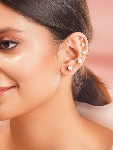 Gold Plated American Diamond Zirconia Ear Cuffs