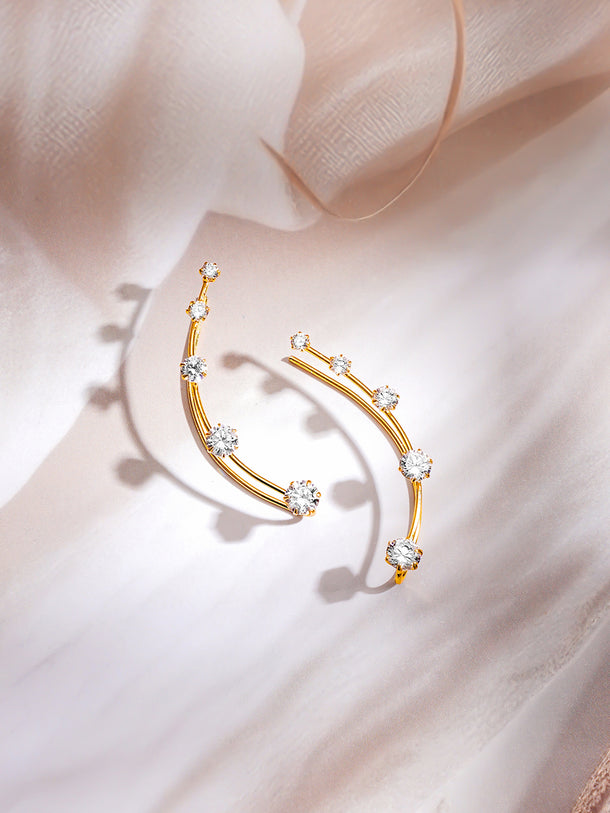 Gold Plated American Diamond Zirconia Ear Cuffs