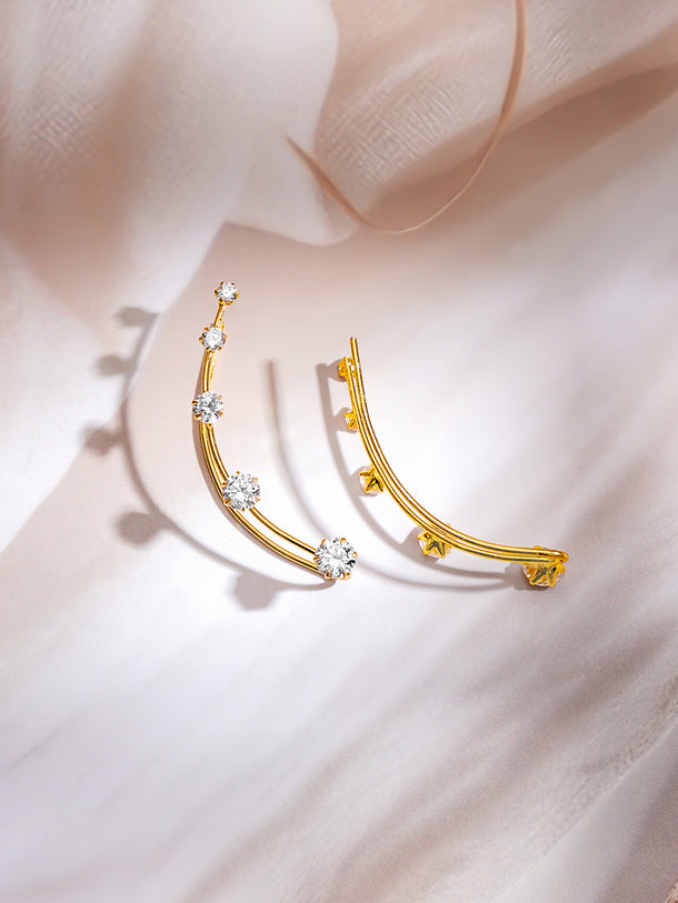 Gold Plated American Diamond Zirconia Ear Cuffs