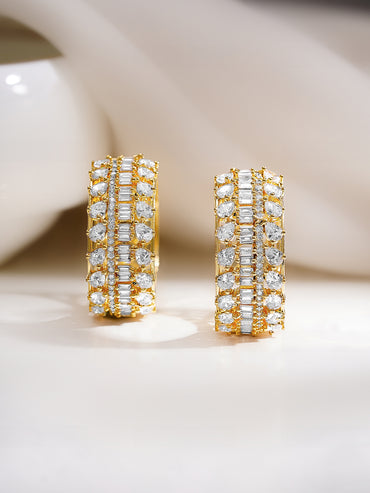 Gold Plated American Diamond Zirconia Hoop Eaaings