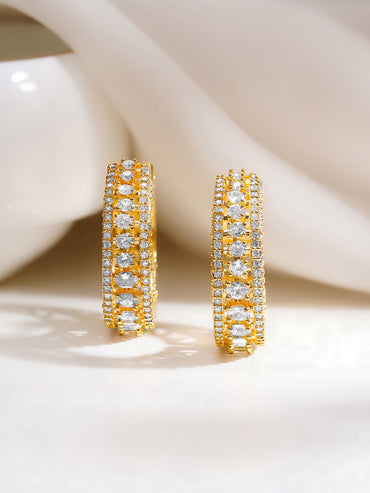 Gold Plated American Diamond Zirconia Hoop Eaaings