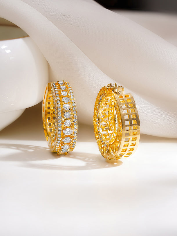 Gold Plated American Diamond Zirconia Hoop Eaaings