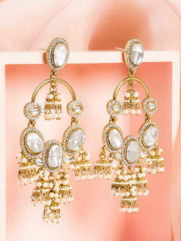 Pearl Glow Chandelier Jhumki Earrings