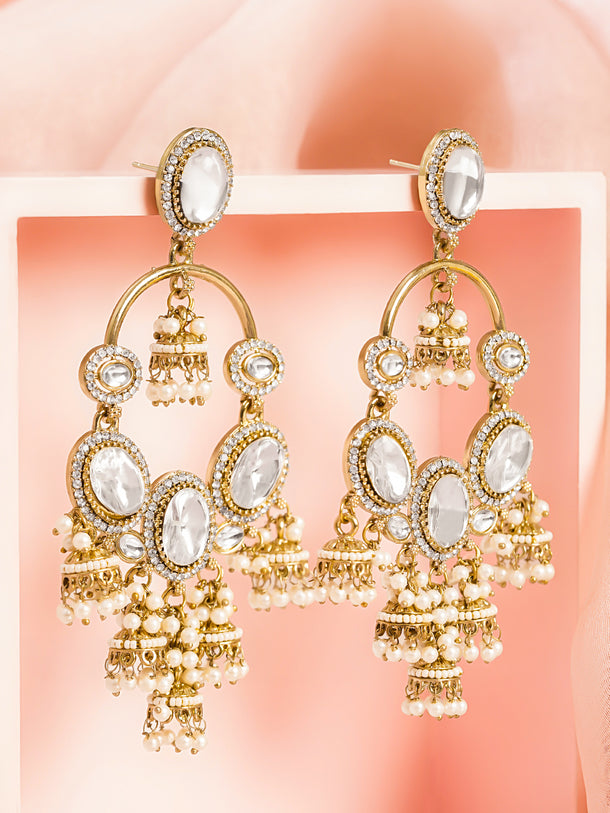Pearl Glow Chandelier Jhumki Earrings