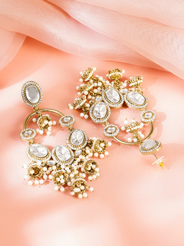Pearl Glow Chandelier Jhumki Earrings