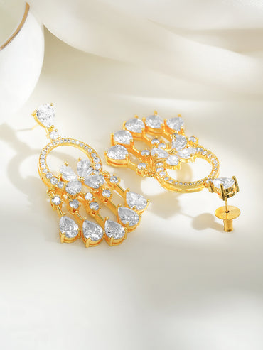 Gold Plated American Diamond Zirconia Dangler Earrings