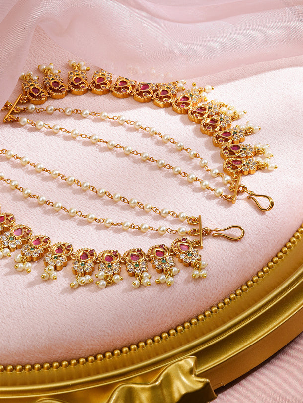 Enchanting Pearls Red White Kaan Chain