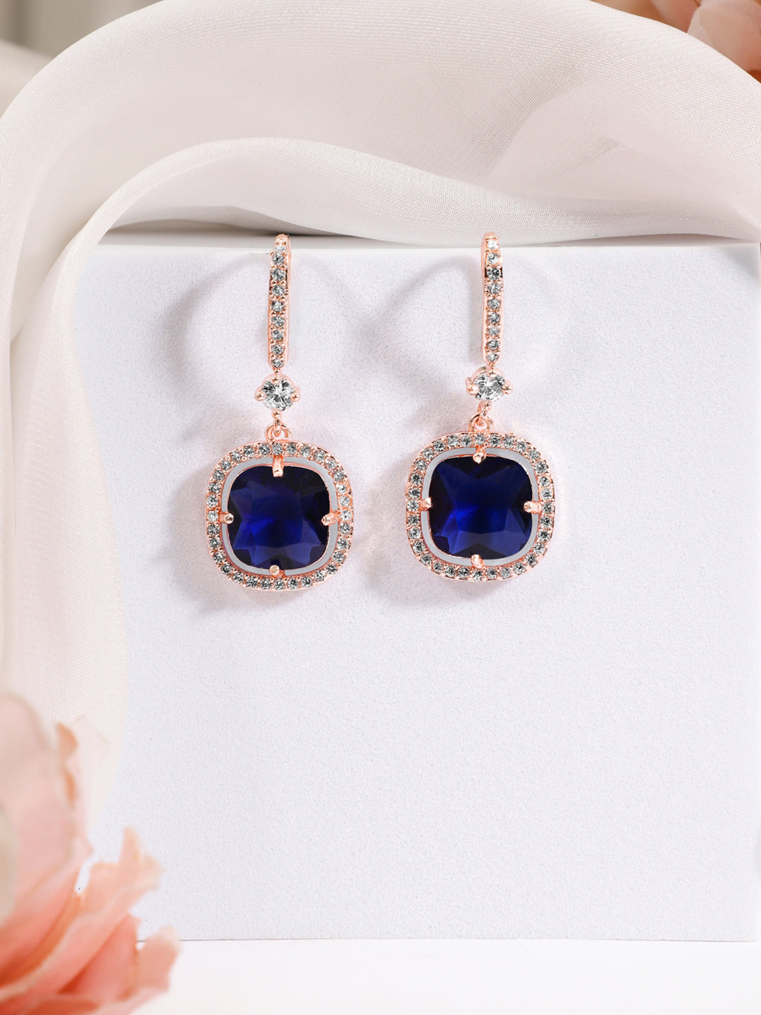 Modern Chic Blue Zirconia Drop Earrings