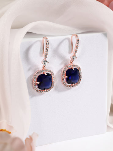 Modern Chic Blue Zirconia Drop Earrings