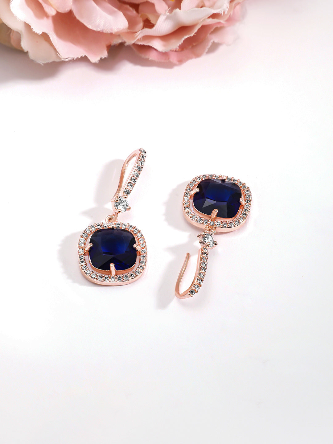 Modern Chic Blue Zirconia Drop Earrings