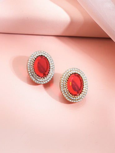 Royal Ruby Crimson Glow Stud Earrings