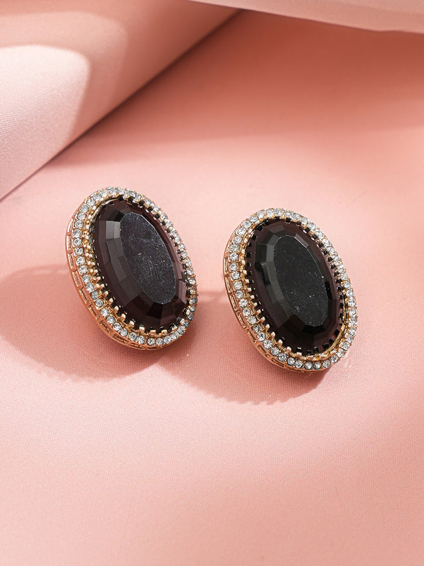 Midnight Black Crystal Statement Studs