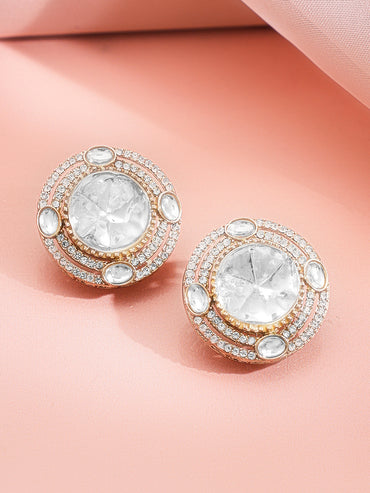 Cubic Zirconia Oversized Statement Stud Earrings