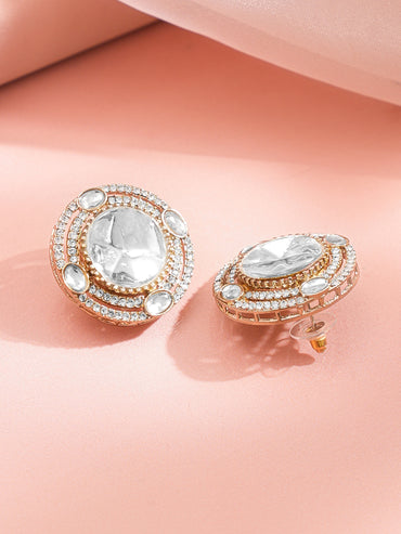 Cubic Zirconia Oversized Statement Stud Earrings