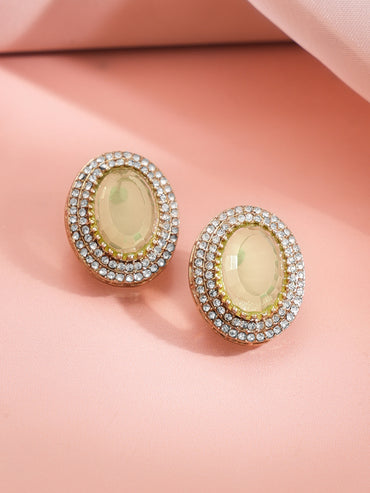 Champagne Glow Halo Stud Earrings