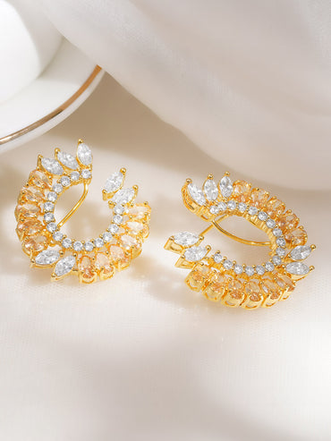 Champagne Glow Crystal Curved Studs