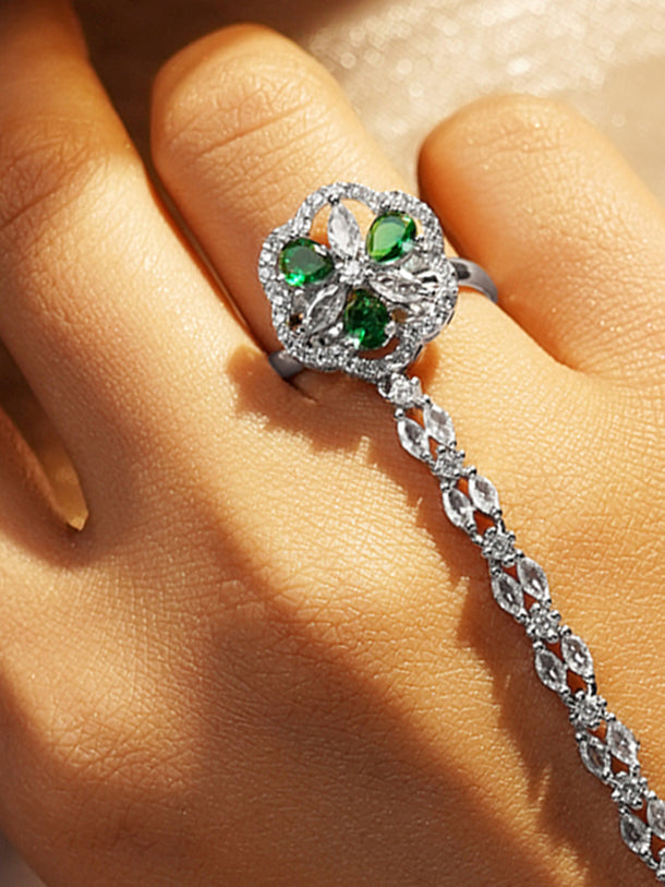 Elegant Emerald Crystal Hathphool Bracelet