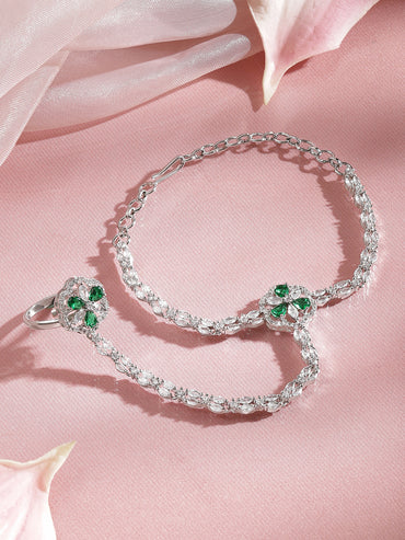 Elegant Emerald Crystal Hathphool Bracelet