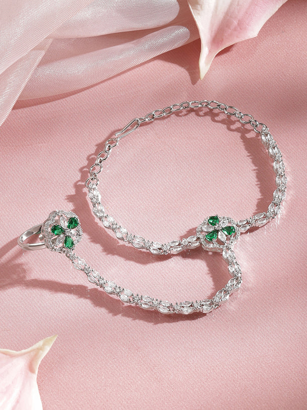 Elegant Emerald Crystal Hathphool Bracelet