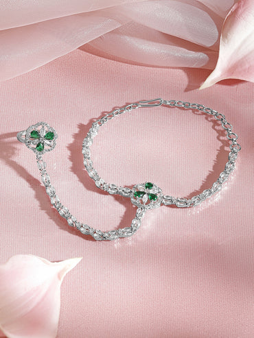Elegant Emerald Crystal Hathphool Bracelet