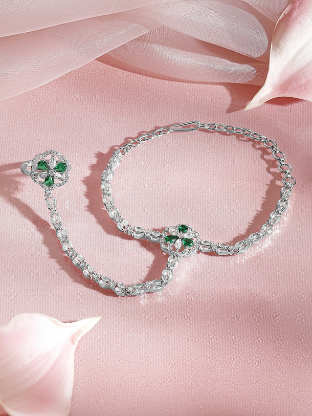 Elegant Emerald Crystal Hathphool Bracelet