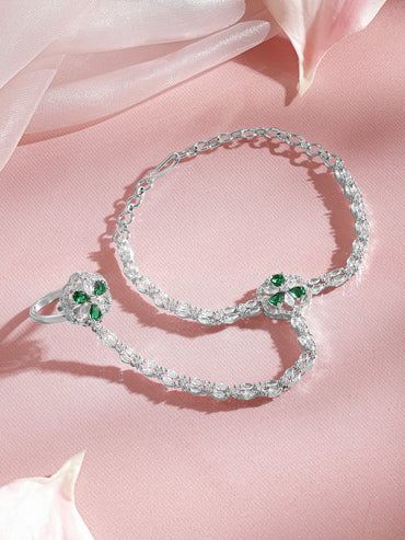 Elegant Emerald Crystal Hathphool Bracelet