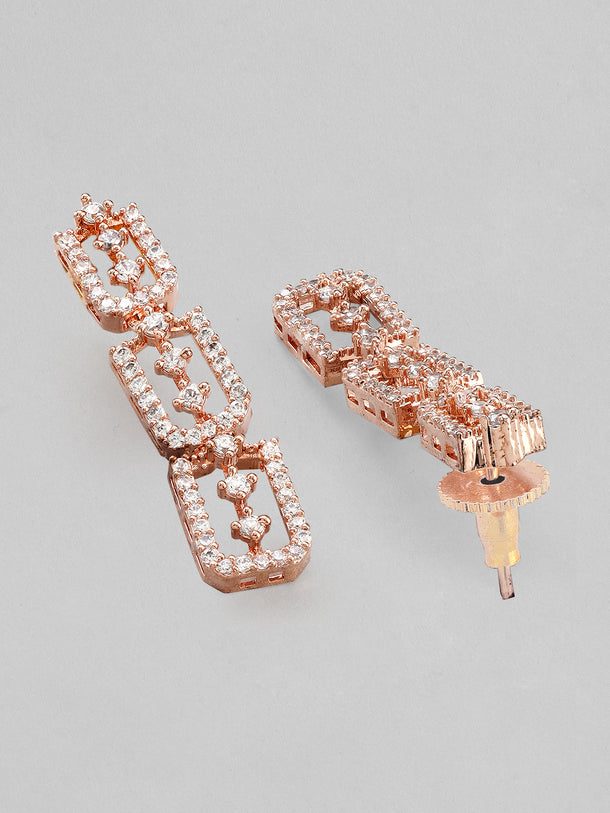 Rubans Rose Gold Plated Necklace Set With Studded American Diamonds