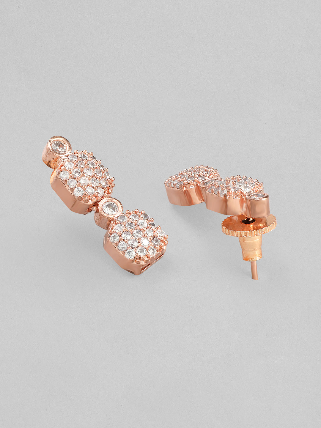 Rubans Rose Gold-Plated White AD-Studded Jewellery Set