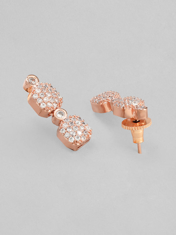 Rubans Rose Gold-Plated White AD-Studded Jewellery Set