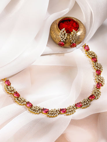 Ruby Blossom Floral Zirconia Necklace Set