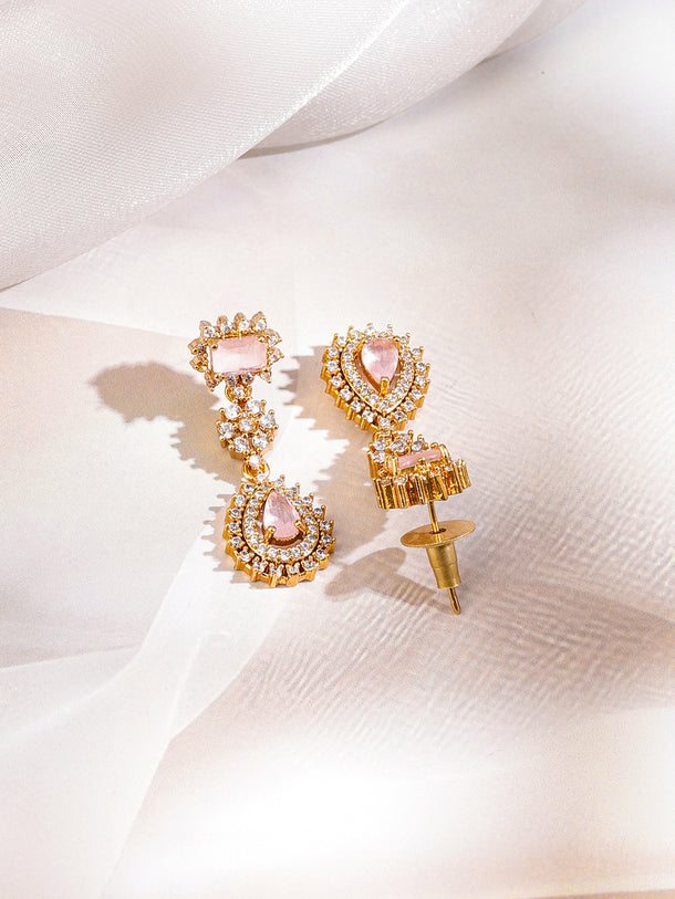 Radiant Pastel Zirconia Gold Necklace Set