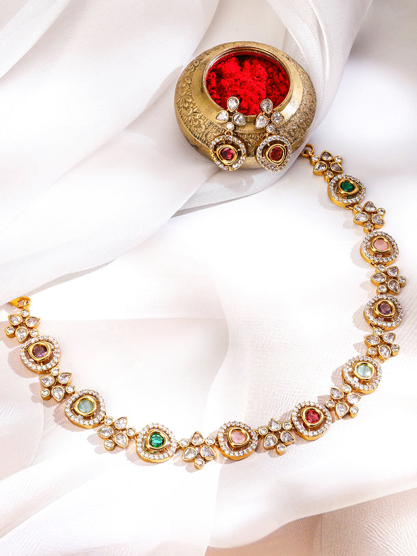 American Diamond Zirconia Multicolor Necklace Set