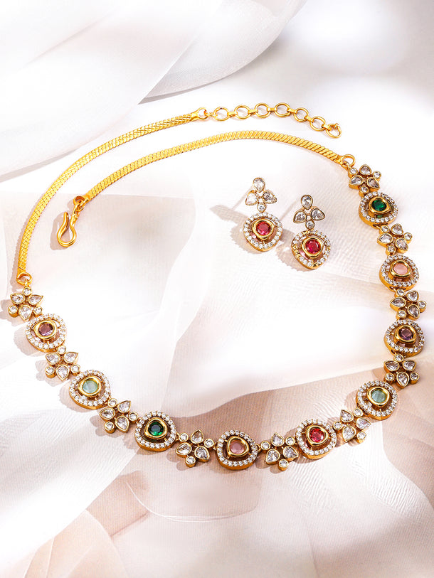 American Diamond Zirconia Multicolor Necklace Set