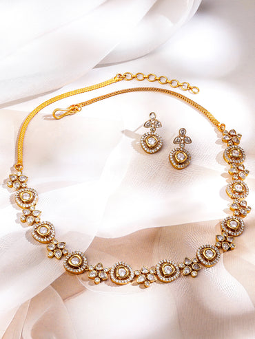 American Diamond Zirconia Floral Necklace Set