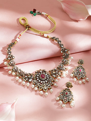 Pearl Drop American Diamond Zirconia Necklace Set