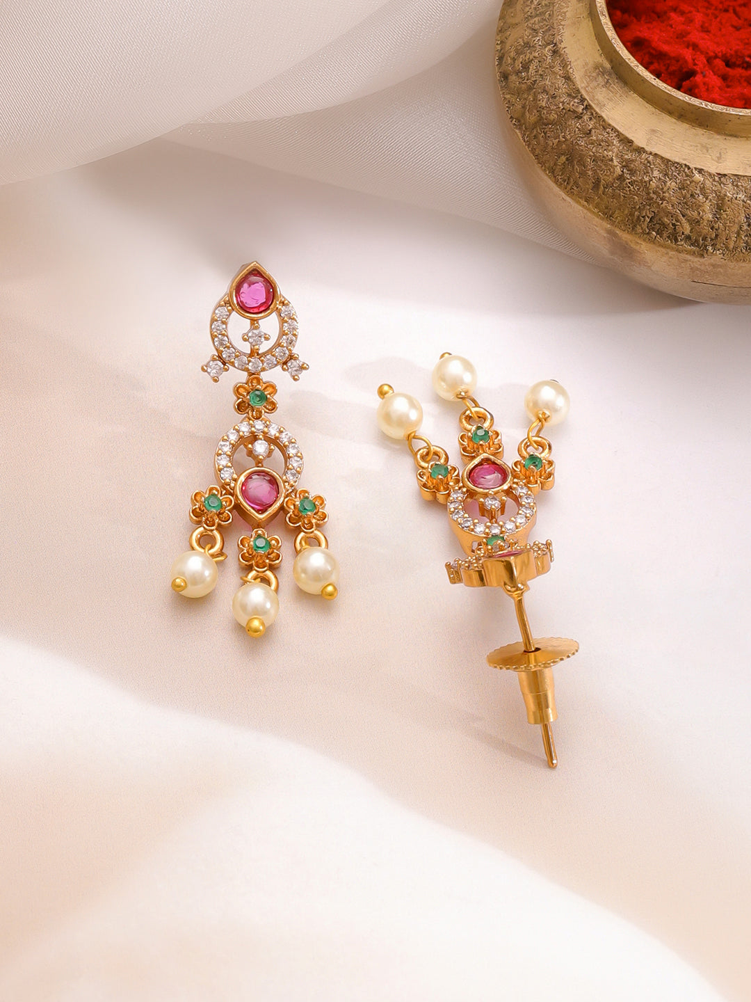 Radiant Bloom Pink-Green Necklace Set