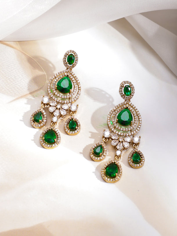 American Diamond Zirconia Emerald Necklace Set