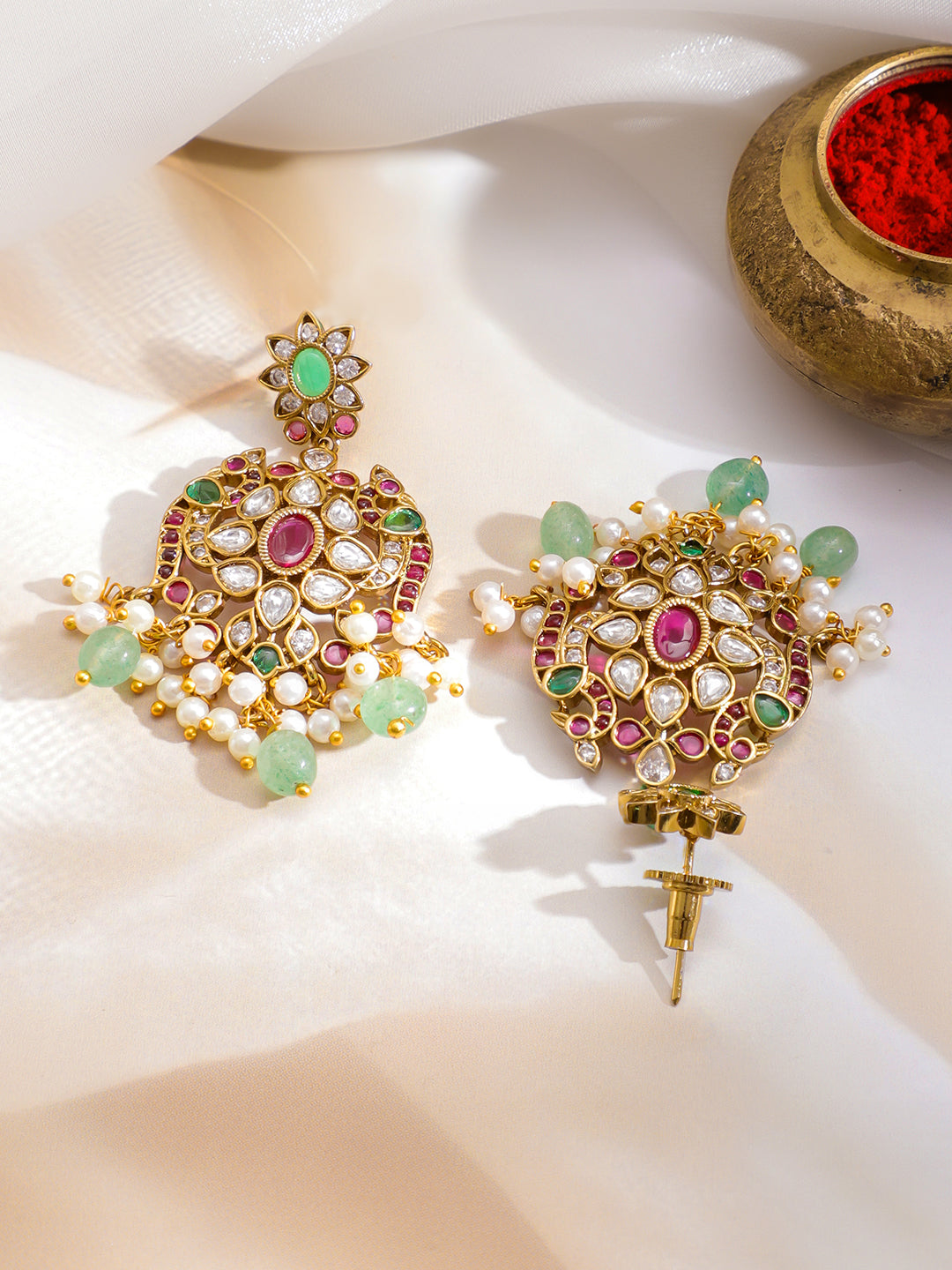 Heritage Glow Pink-Green Necklace Set