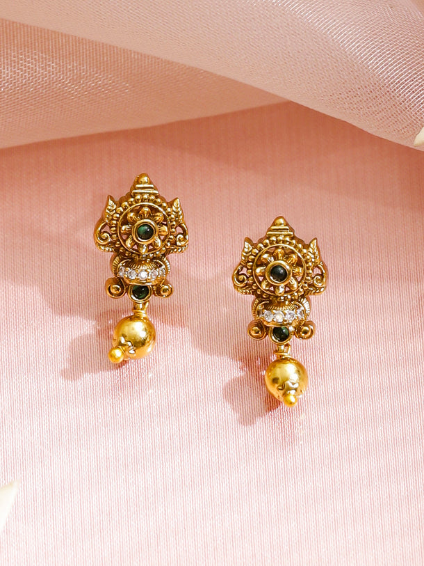 American Diamond Zirconia Gold Drops Necklace Set