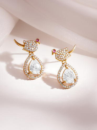 Gold Plated Cubic Zirconia Teardrop Necklace Set