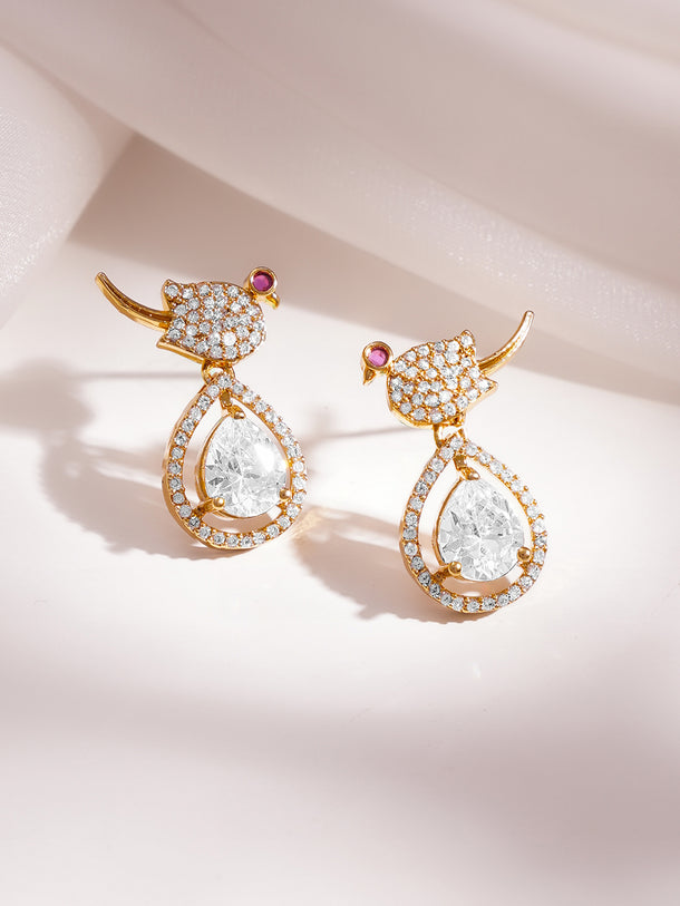 Gold Plated Cubic Zirconia Teardrop Necklace Set