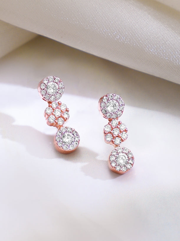 Rose Gold Plated Starlit Halo American Diamond Necklace Set
