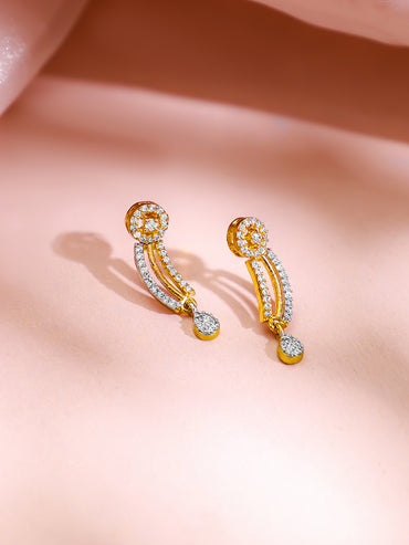Gold Plated Radiant Halo Arc American Diamond Necklace Set