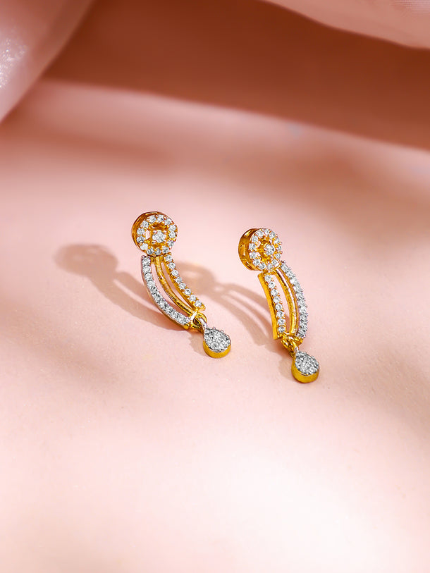 Gold Plated Radiant Halo Arc American Diamond Necklace Set