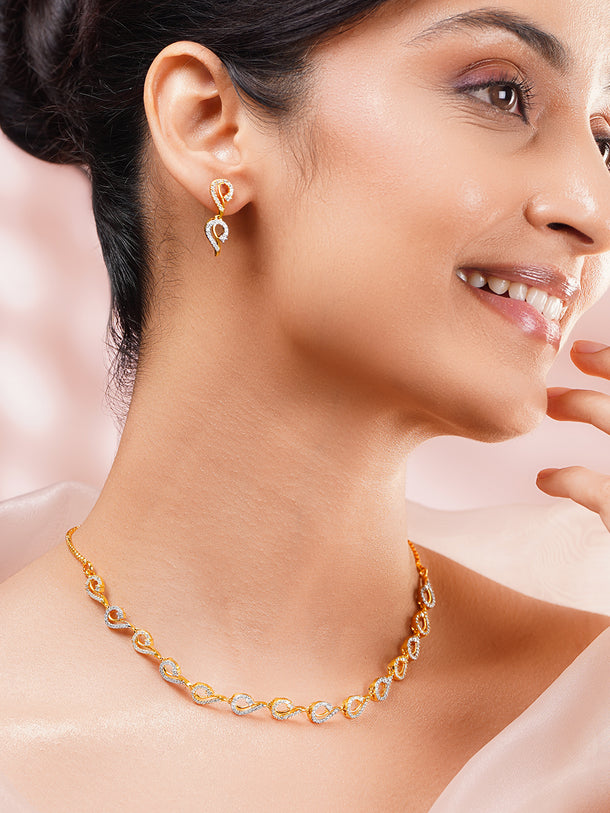 Gold Plated Dual Layer Emerald Pearl Bridal Necklace Set