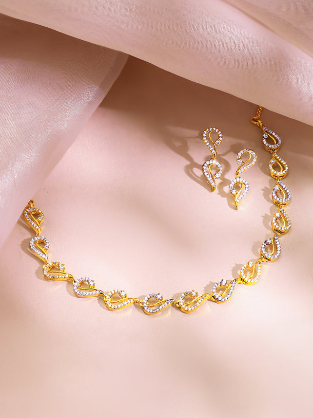 Gold Plated Dual Layer Emerald Pearl Bridal Necklace Set