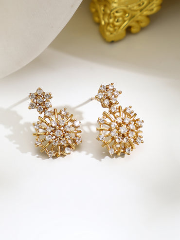 Gold Plated Frost Snowflake Sparkle Pendant Set