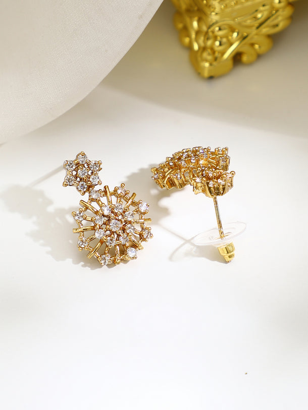 Gold Plated Frost Snowflake Sparkle Pendant Set