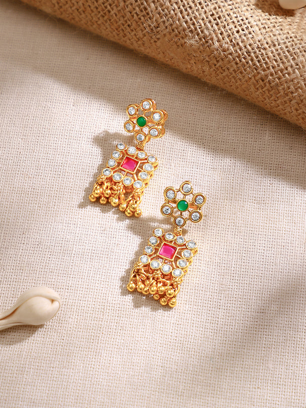 Gold Plated Pearl Whisper Kundan Blossom Necklace Set