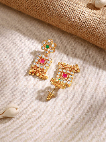 Gold Plated Pearl Whisper Kundan Blossom Necklace Set